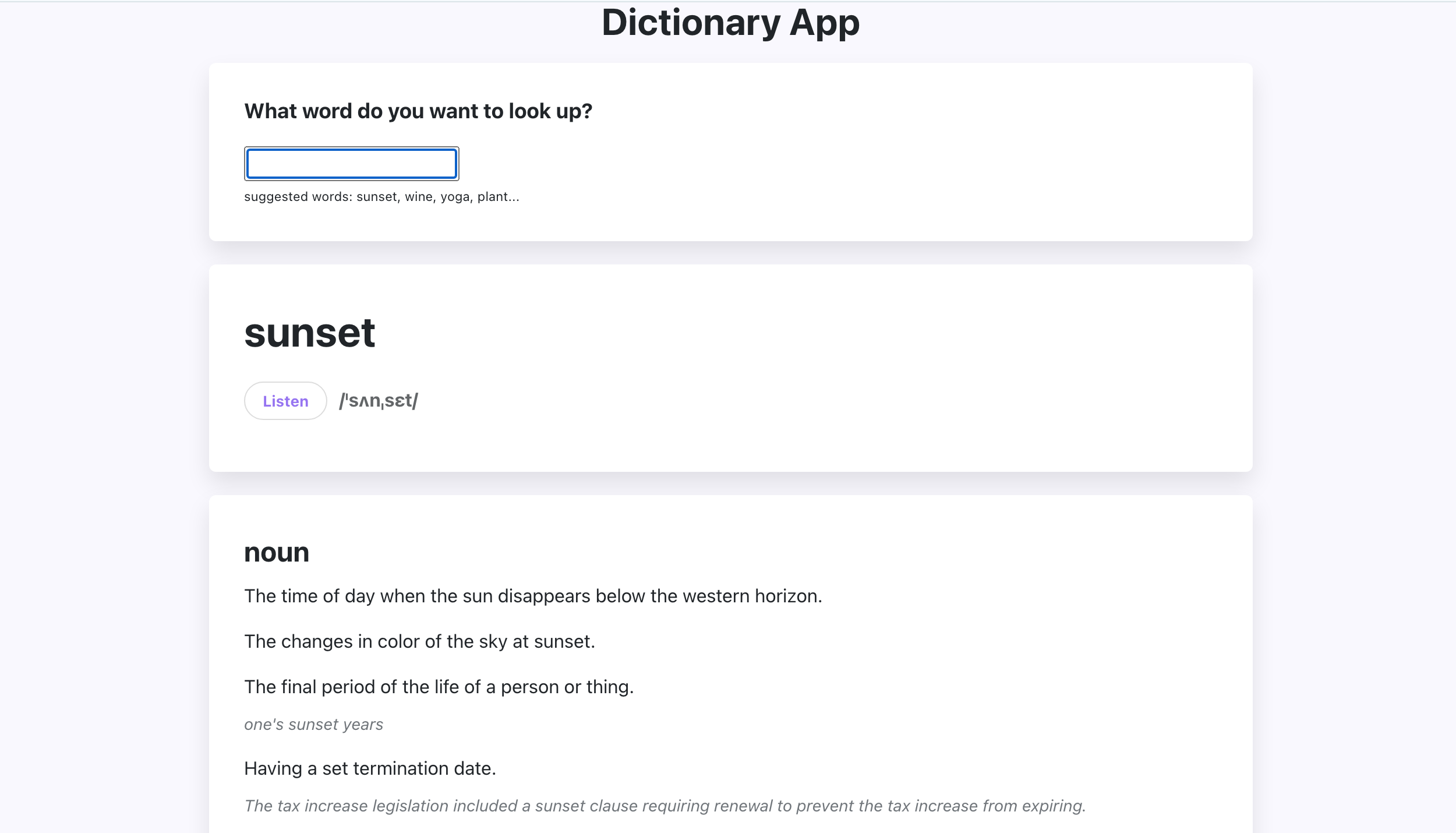 Dictionary App Preview