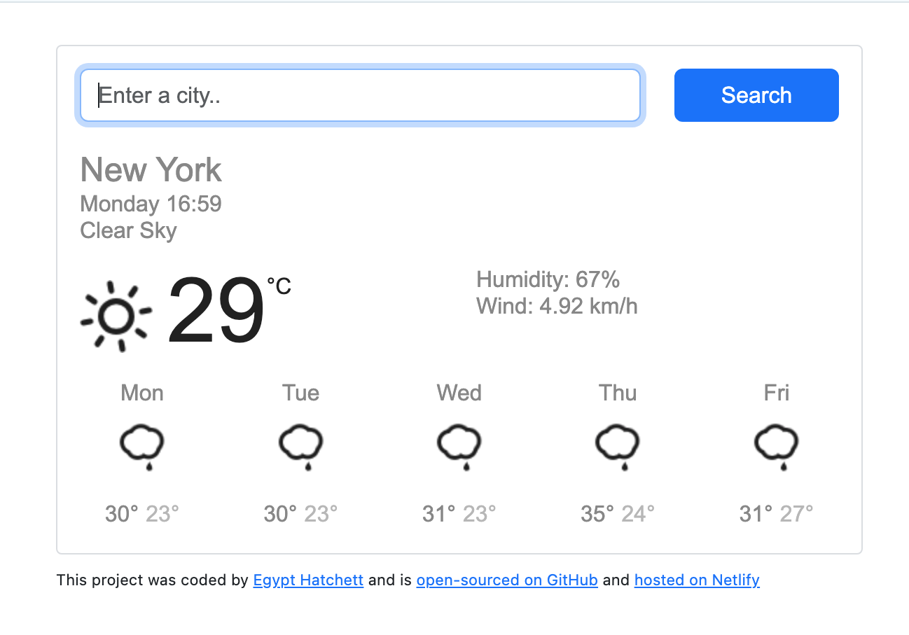 React Weather App Preview