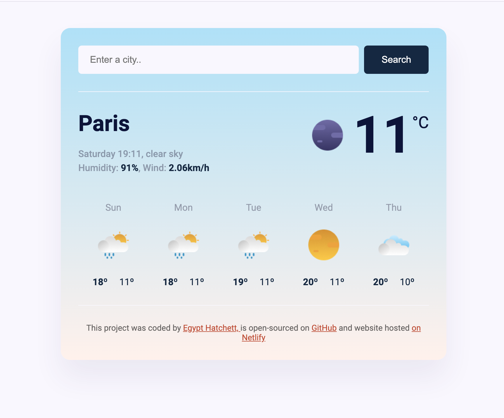 Weather App Preview